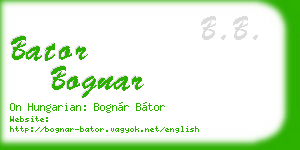 bator bognar business card